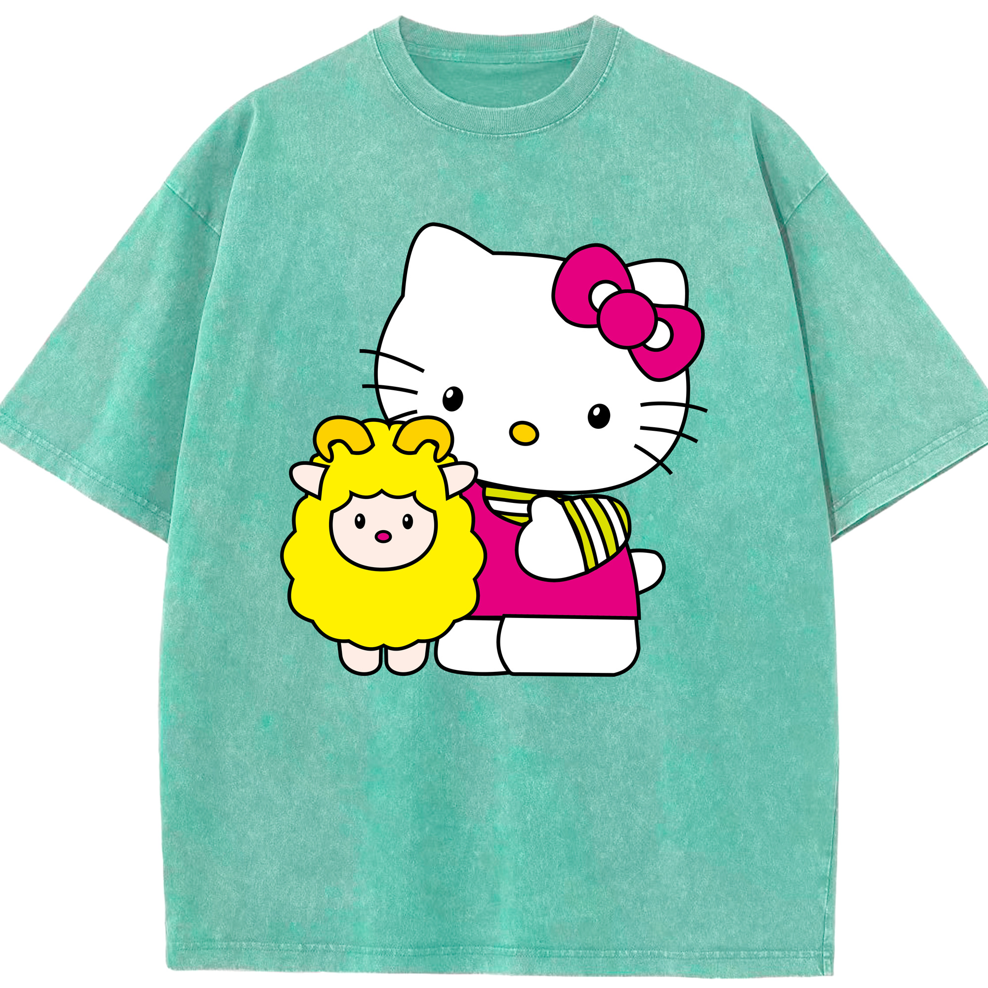 （画像用） Hello Kitty ハローキティ 綿100% ヴィンテージ風 半袖Tシャツ（フロントプリント）